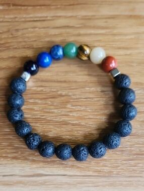 Chakra Beaded Stretch Bracelet, Hand Crafted